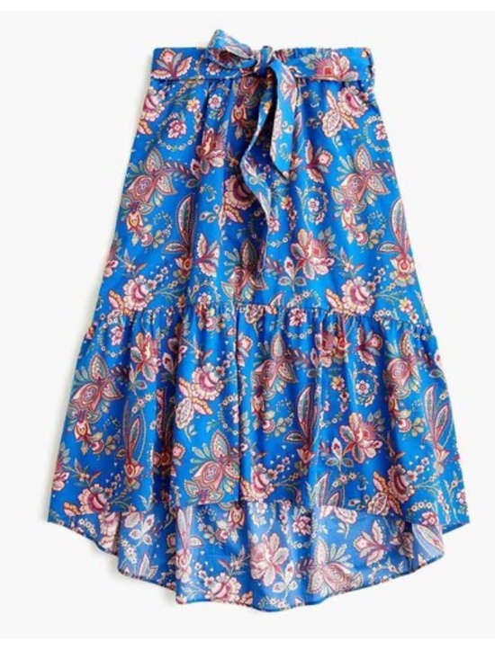 J. Crew Dresses & Skirts - J. Crew Liberty of London Floral Belle Blue Tie-Waist Tiered Midi Skirt size 6